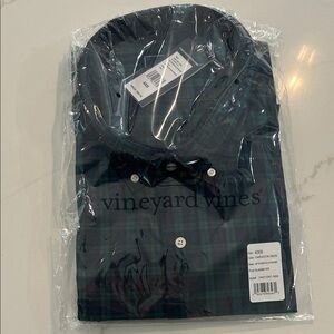 Vineyard Vines Men's Blue and Green Checkered Shirt